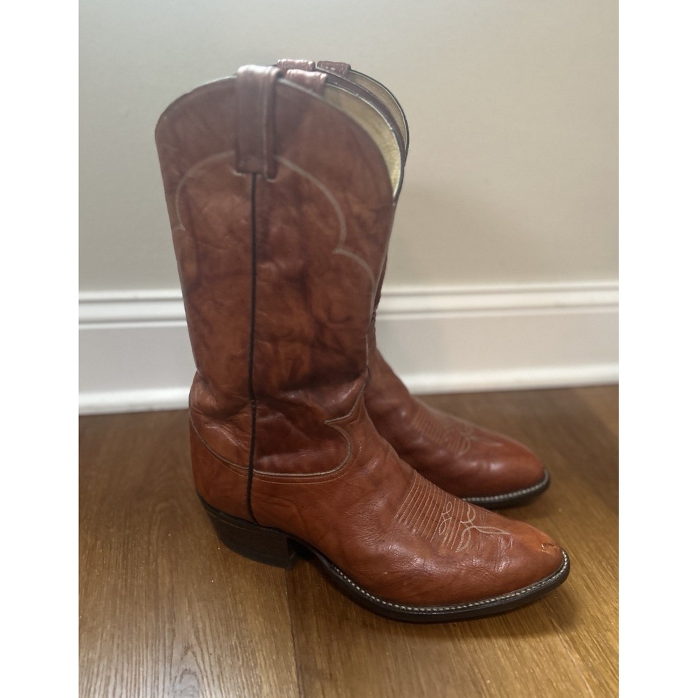 TONY LAMA Men's Size 10.5 EE Leather Cowboy Western Boots #5084 COGNAC Brown - Picture 11 of 11